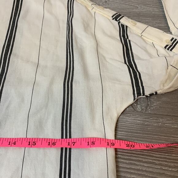 Tibi Warren striped buttons sleeve blouse cold shoulder sz XS - Picture 2 of 7